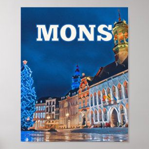 Poster Affiche Mons Belgique Photo Vintage
