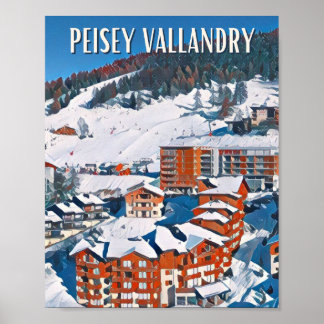 Poster Affiche Peisey-Vallandry Station de ski