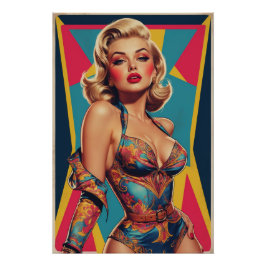 Pôster Affiche Pin-up Blonde Pop Art 
