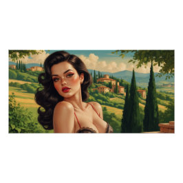 Pôster Affiche Pin-up Italienne en Toscane
