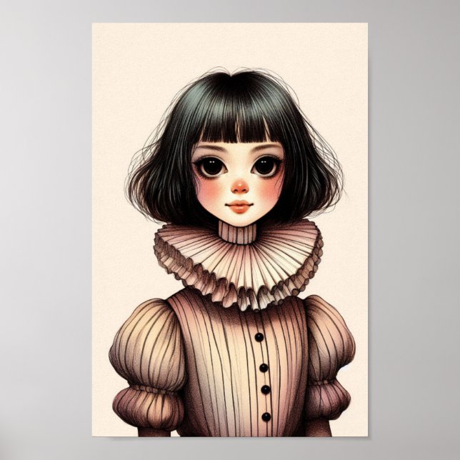 Poster Affiche portrait de jeune fille (Frente)