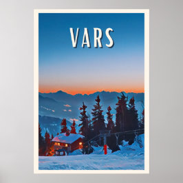 Poster Affiche Vars Station de ski