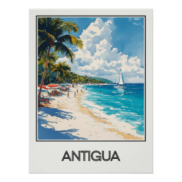 Pôster Affiche vintage Antigua, paradis tropical