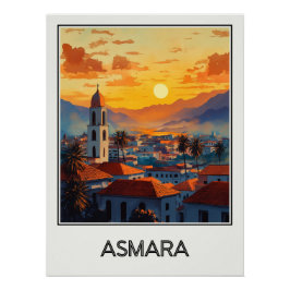 Pôster Affiche vintage Asmara, coucher de soleil sur la v