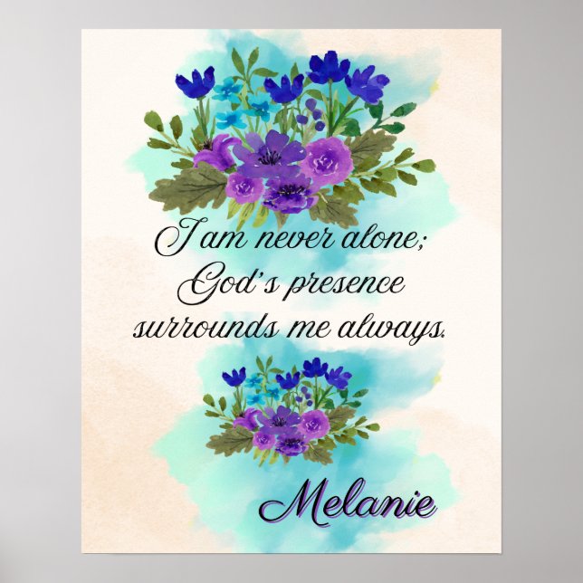 Poster Affirmation Faith:I Am Never Alone; God’s Presence (Frente)