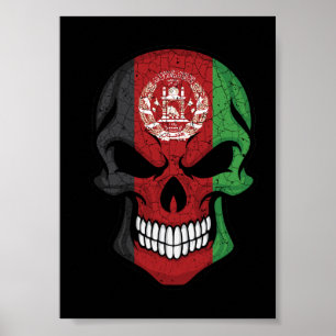 Poster Afganistan Smiling Skull Flag