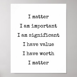 Poster Afirmação Autoestima Encorajar Você Importa Po