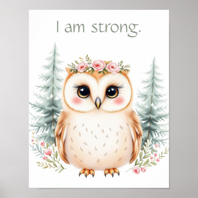 Poster Afirmação De Coroa Floral De Bebê Com Aquarela (Frente)
