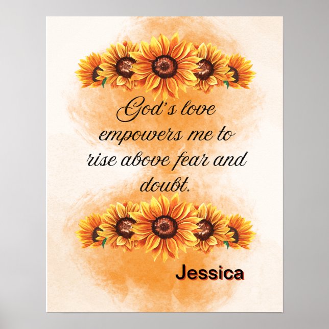 Poster Afirmação Fé: O Amor de Deus Me Fortalece (Frente)