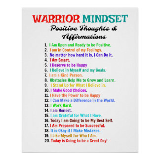 PÔSTER AFIRMAÇÕES MOTIVACIONAIS DE MINDSET POSTER
