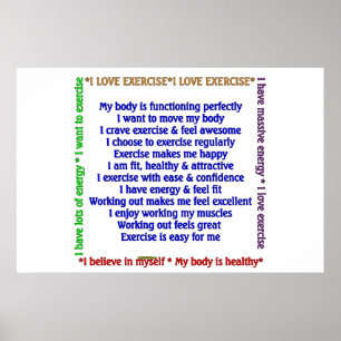 Poster Afirmações positivas do exercício