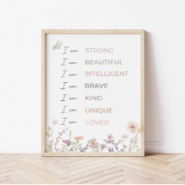 Poster Afirmações Positivas Impressas: Arte de Parede Flo