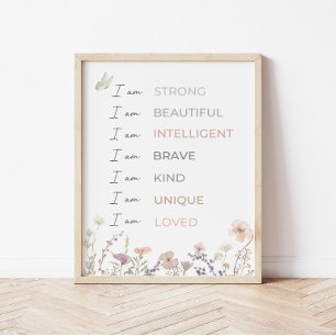Poster Afirmações Positivas Impressas: Arte de Parede Flo
