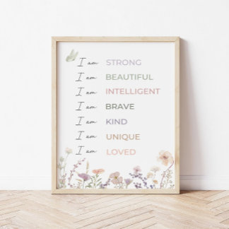 Poster Afirmações Positivas Impressas: Arte de Parede Flo