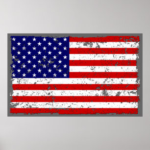 Poster afligido da bandeira americana