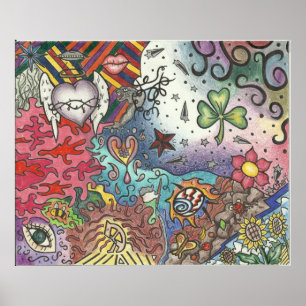 POSTER AFORTUNADO DA COLAGEM DA ARTE DA MENINA