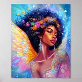 Poster África-americana Angel Lady Fantasy Art