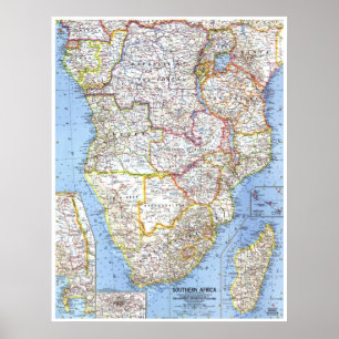 Poster "África Austral: 1962 Mapa detalhado ...