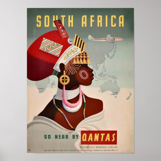 Poster - África do Sul por Qantas (Frente)