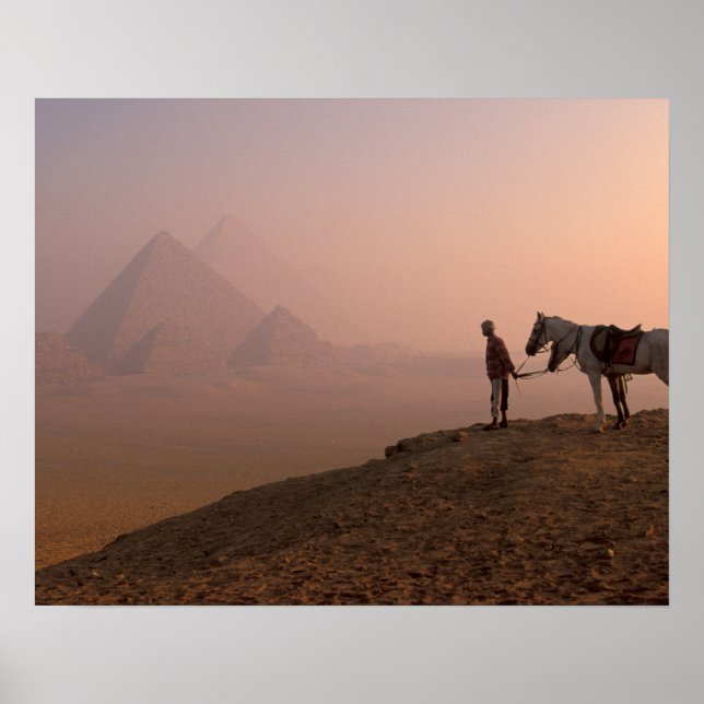 Pôster África, Egito, Cairo, Giza, pirâmides de Giza (Frente)