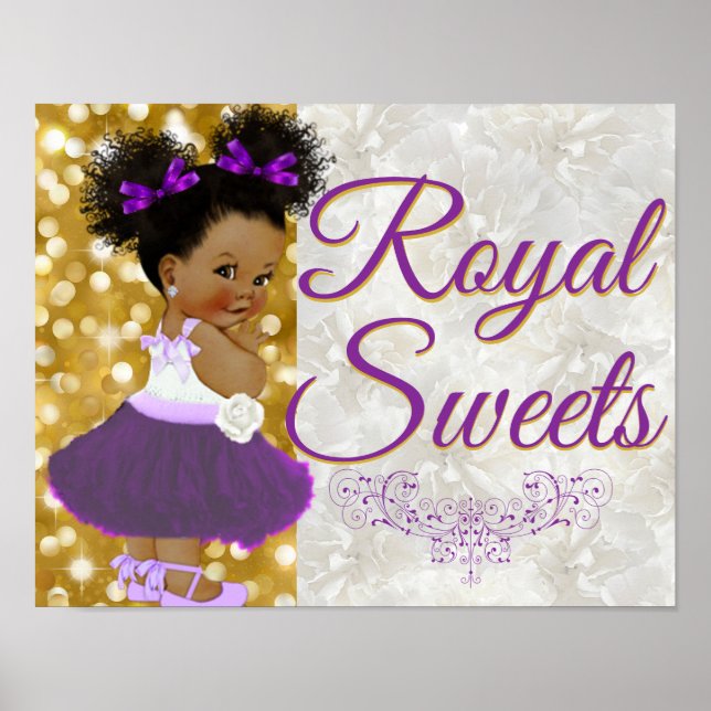 Poster África Princesa Roxo e Dourada|Royal Sweets Event (Frente)