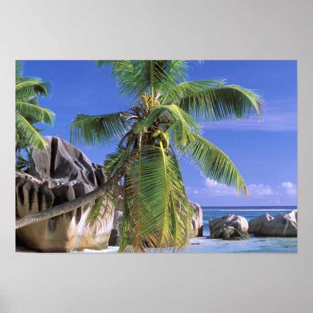 Poster África, Seychelles, Ilha La Digue. Granito (Frente)