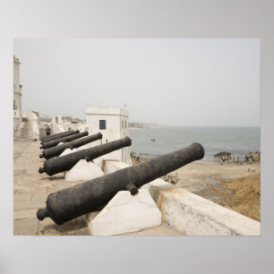 Poster Africa, West Africa, Ghana, Elmina. Canons gaurd