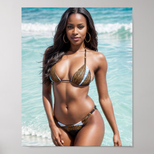 Poster African American Bikini Model Brown Swimcase