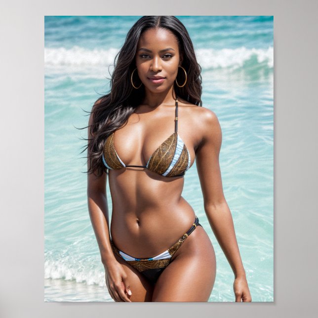 Poster African American Bikini Model Brown Swimcase (Frente)