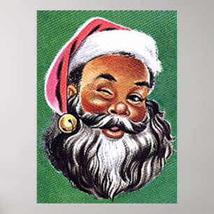 Pôster African American Black Santa Claus Christmas