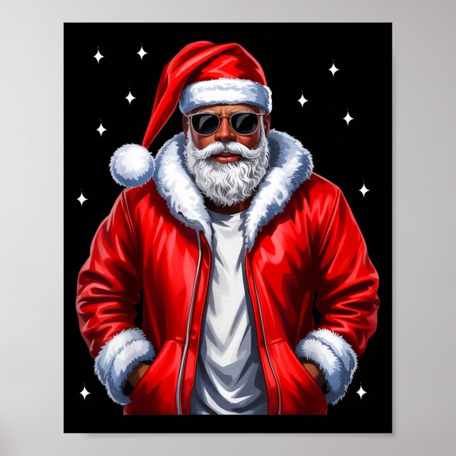 Poster African American Christmas Pajama Xmas Afro Santa  (Frente)