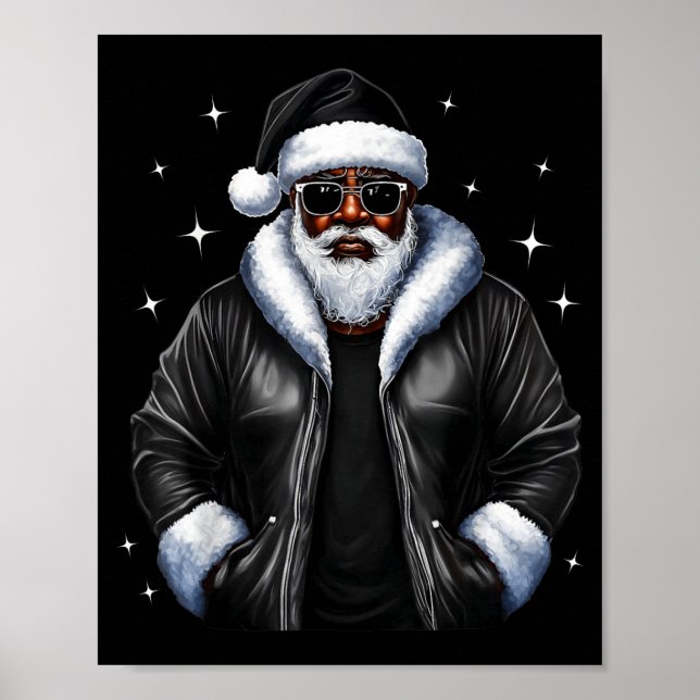 Poster African American Christmas Xmas Afro Santa Claus  (Frente)
