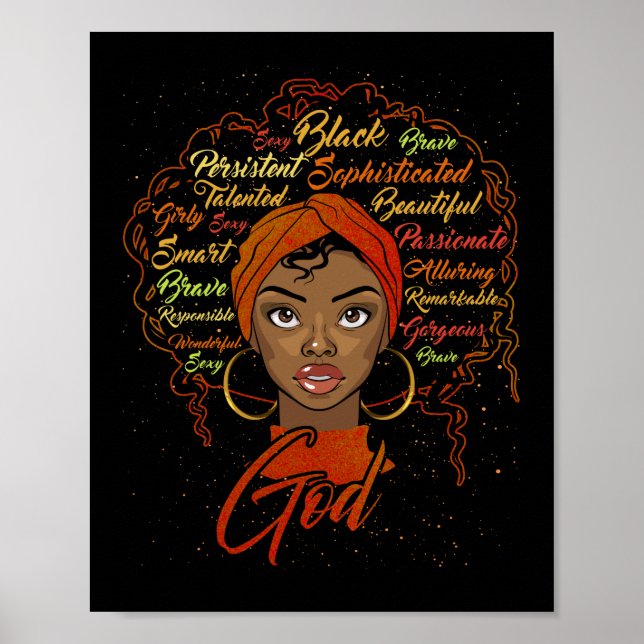 Poster African American Girl God Diz Que Sou Orgulho Negr (Frente)
