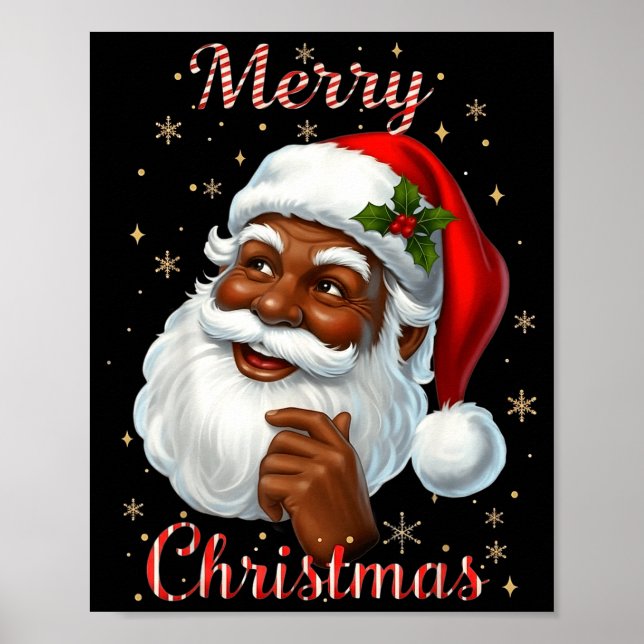 Poster African American Santa Christmas Cool Black X-mas  (Frente)