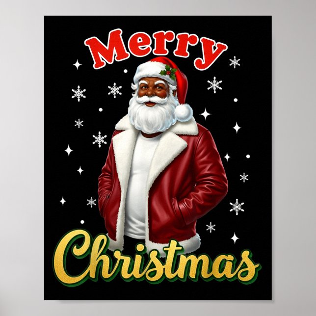 Poster African American Santa Christmas Cool Black X-mas  (Frente)