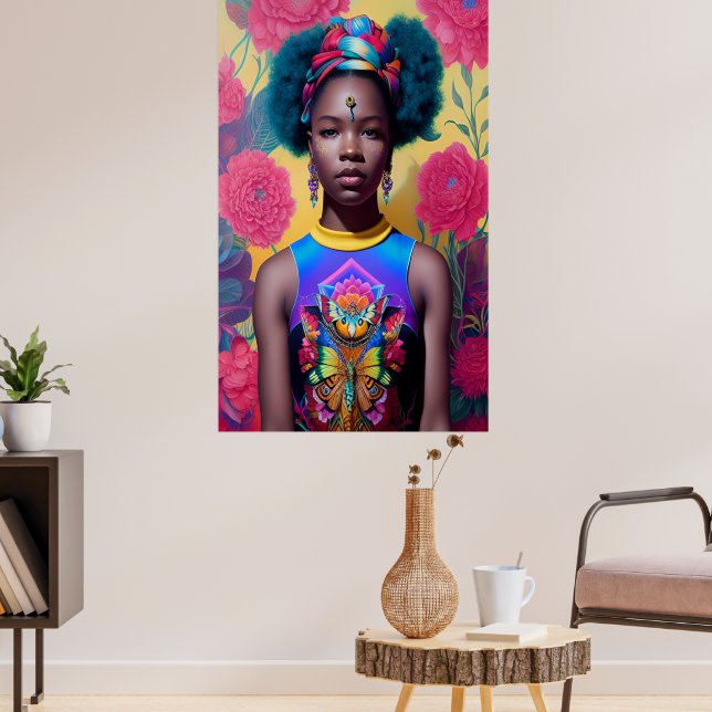 Poster African princess with blue hair (Sala de Estar 3)