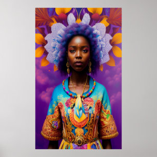 Poster African princess with decorative robe
