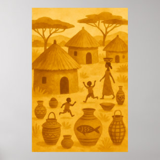 Poster African Traditional Village – Tribal Heritage