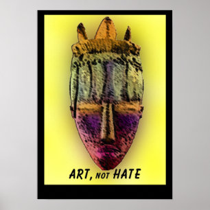 poster Africano-MÁSCARA-amarelo do impressão