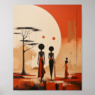Poster Afro-Africano Ilustração Minimalista