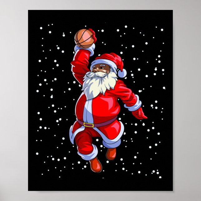 Poster Afro-Africano Papai Noel de Basquete Africano (Frente)