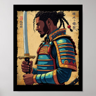 Poster Afro-Americano Bushido Warr, Samurai Vintage