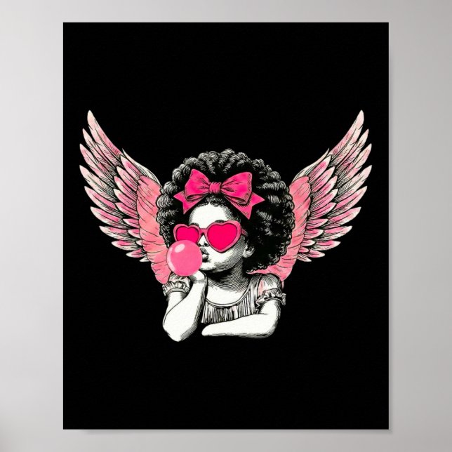 Poster Afro Cupid With Sungles Blowing Bubble Gum Valenti (Frente)