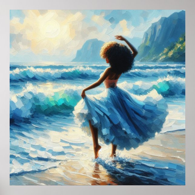 Poster Afro Elogia Deusa, Pintura A Óleo De Bela Divina (Frente)