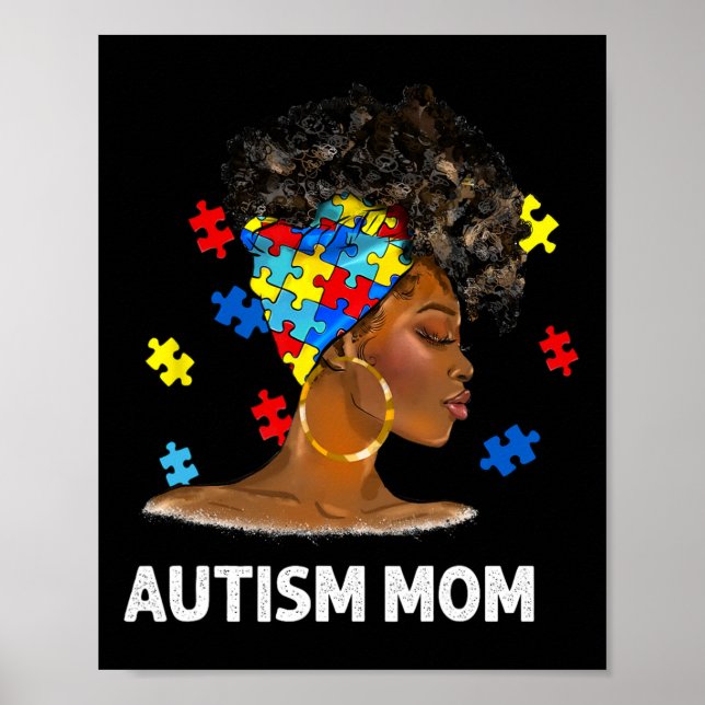 Poster Afro-negro Autismo Mãe Afro Autismo Awaren (Frente)