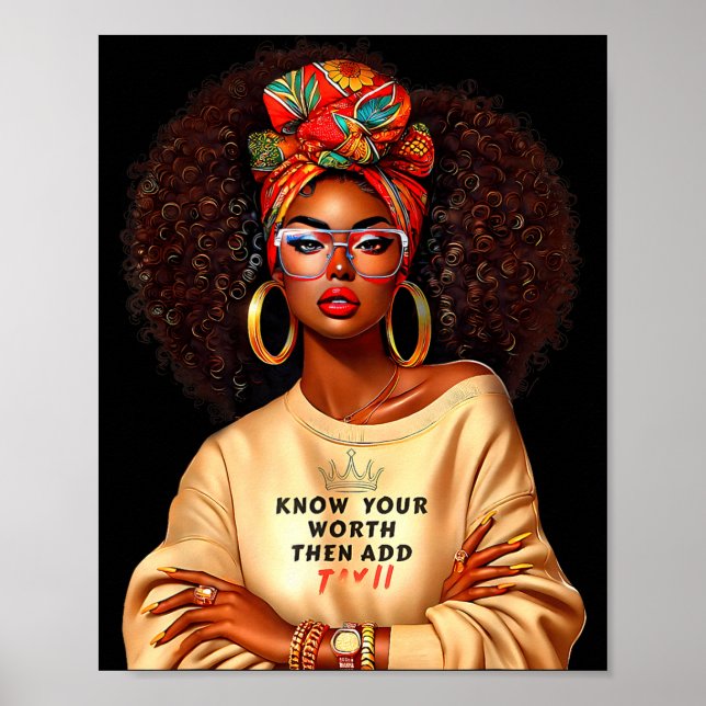 Poster Afro Queen Black Woman African Melanin Black Histo (Frente)