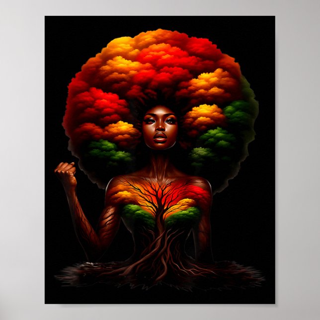 Poster Afro Queen Black Woman African Roots Melanin Black (Frente)