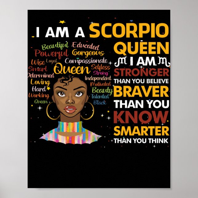 Poster Afro Scorpio rainha setembro agosto Virgo Zodiac (Frente)