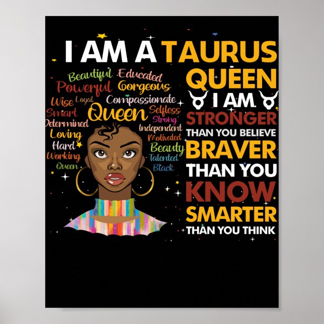 Poster Afro Taurus rainen setembro de August Virgo Zodiac (Frente)