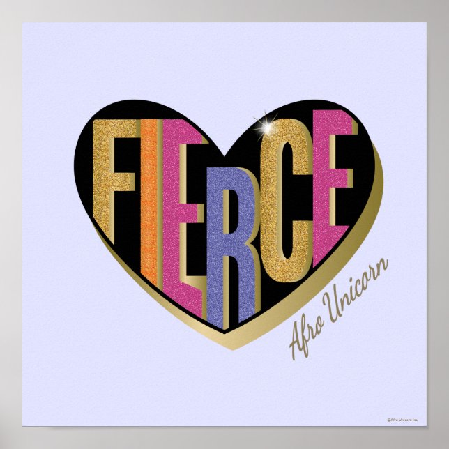 Poster Afro Unicorn Fierce Heart Design (Frente)